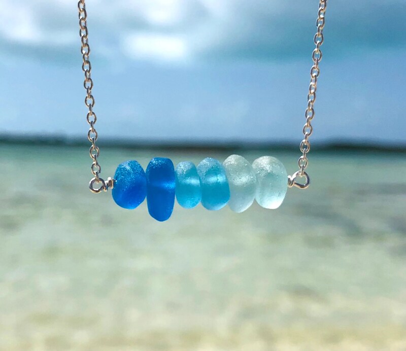 Blue sea 2025 glass necklace